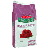 Jobe's Organics bag front view showing organic rose fertilizer, clear product identity and benefit