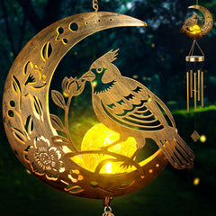 JOBOSI front view of wind chime showing full decorative silhouette and benefit of focal garden art
