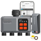 johgee front view of the 4-zone timer showing outlets and display for easy control