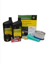 John Deere LG191 front packaging showing complete maintenance kit contents and convenience