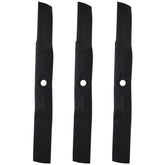 John Deere M143504 three-blade set front view showing OEM fit and finish