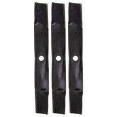 John Deere M163983 front view pack of three blades showing OEM fit and reliability