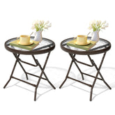 JOINHOM front view of brown side table showing stable base and elegant look