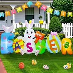 Joliyoou front view eight-foot Easter inflatable bright yard focal point