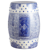 JONATHAN Y front view of blue white drum stool showing whole silhouette and appeal