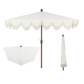 JONATHAN Y front view of cream and dark brown half umbrella showing elegant shade