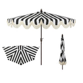 JONATHAN Y front view of striped half umbrella showing elegant design and shade