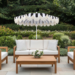 JONATHAN Y close-up of cream bullion fringe and scalloped trim highlighting decorative vintage-inspired detail