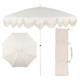 JONATHAN Y front view of cream scalloped canopy showing stylish coverage