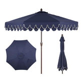 JONATHAN Y front view navy umbrella showing chic scalloped shade and coverage
