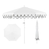 JONATHAN Y front view of white scalloped umbrella showing elegant shade