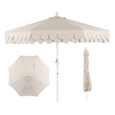 JONATHAN Y front view of umbrella showing cream canopy and white trim for elegant shade