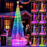 Joomer front view of cone tree showing full LED coverage and brightness