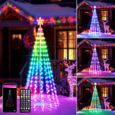 Joomer cone tree front view showing full 265 LEDs and vibrant colors