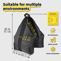 Jorohiker sandbag wrapped around a canopy leg demonstrating stable attachment benefit