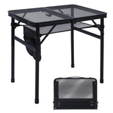 JOUYEK front view showing folded and unfolded table for fast transport and setup
