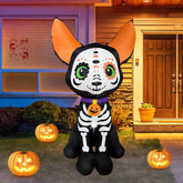 JOYEASE skeleton dog front view showing playful Halloween decor and curb appeal