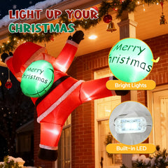 joyhalo Santa illuminated at night with LED lights creating a vibrant yard focal point