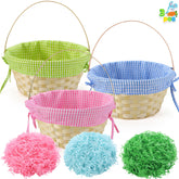 JOYIN bamboo baskets front view showing three colors and ready-to-use convenience