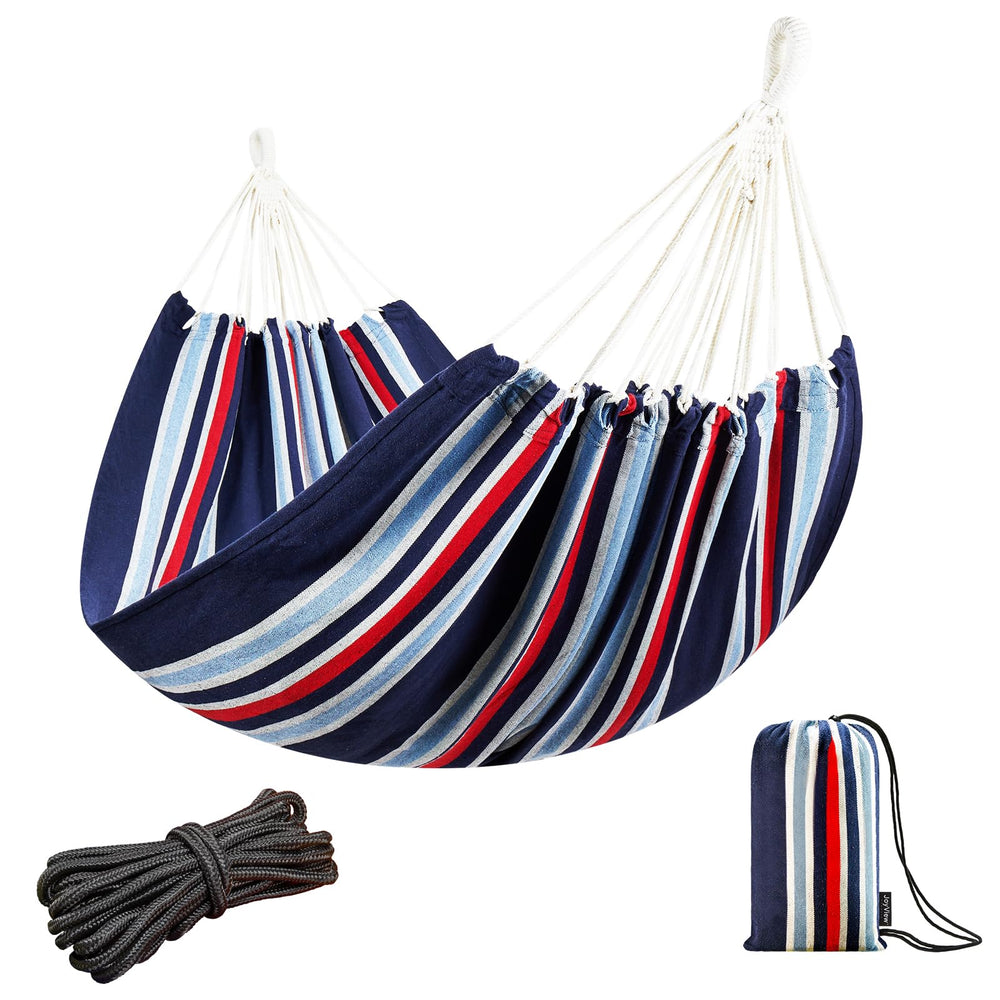 JoyView front view showing full hammock and stripes, comfortable lounging