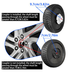 JRRXM wheel mounted with 6-plum-blossom coupler demonstrating gearbox compatibility and secure fit