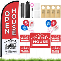 Jsngbse front view of double-sided open house flag showing high visibility