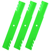 JSXDNWYJ blades front view showing three mulching blades and compatibility benefits