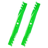 JSXDNWYJ front view of two replacement 42-inch mulching blades showing fit and finish benefits