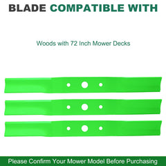 JSXDNWYJ blade installed on a 72-inch Woods-compatible mower deck, stable cut