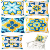 Juexica front view of four floral headrest pillows showing decorative pattern and quantity benefits