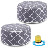 Juexica front view of two packaged poufs showing complete set and convenience