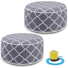 Juexica front view of two packaged poufs showing complete set and convenience