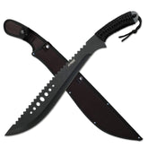 Jungle Master front profile machete showing black stainless blade and cutting belly for powerful swings