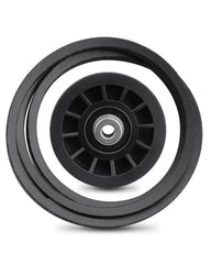 JUQAFY front view of idler pulley and drive belt showing kit completeness and fit benefit