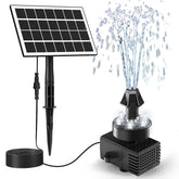 JuTai solar fountain front view showing complete kit and benefit of easy setup