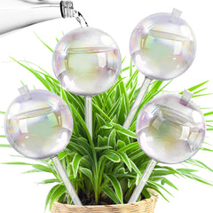 JXWENBYX front view of four glass watering globes in retail-ready packaging showing convenience