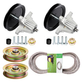 JYLEYJ deck kit front packaging showing included spindles and belt, reassuring compatibility