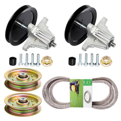 JYLEYJ deck kit front packaging showing included spindles and belt, reassuring compatibility