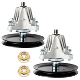 JYLEYJ front view of assembled deck spindle showing correct fit and mounting ease