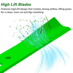 JYLEYJ blade mounted on a 50-inch mower deck demonstrating correct fit and stability