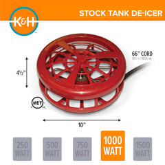 K&H floating deicer in a stock tank keeping ice-free drinking area