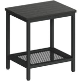 KAAPSAM front view of black two-tier patio end table with storage, durable and stylish