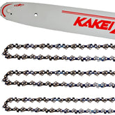 KAKEI 16-inch front packaging showing bar and three chains benefit quick replacement