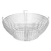 Kamado Joe charcoal basket front view showing durable stainless construction and easy lift-out benefit