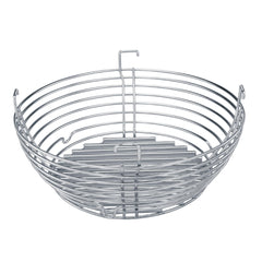 Kamado Joe charcoal basket front view showing clean design and quick ash removal benefit