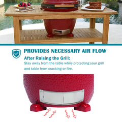 KAMaster feet installed under kamado grill showing improved under-base ventilation