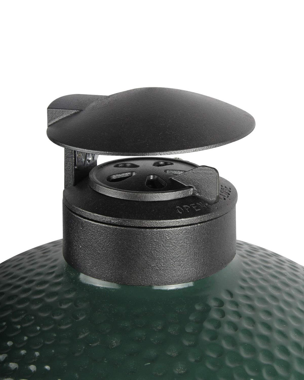 KAMaster front view installed on Green Egg showing solid construction and benefit of durability