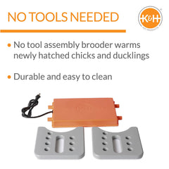 K&H brooder inside brooder box with chicks providing steady background heat