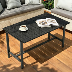 KANEODOT front view patio coffee table showing sleek black finish and modern lines