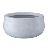Kante front view of blue-gray round planter showing contemporary curb appeal
